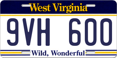 WV license plate 9VH600