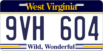 WV license plate 9VH604