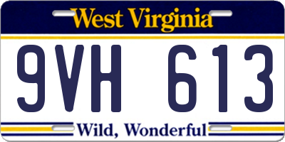 WV license plate 9VH613