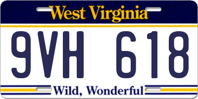 WV license plate 9VH618