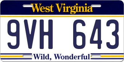 WV license plate 9VH643