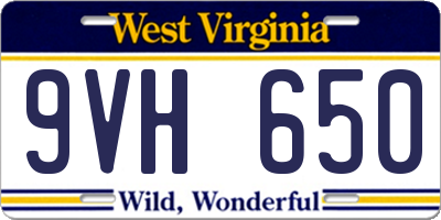 WV license plate 9VH650