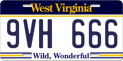 WV license plate 9VH666