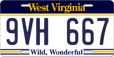 WV license plate 9VH667