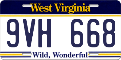 WV license plate 9VH668