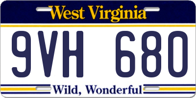 WV license plate 9VH680