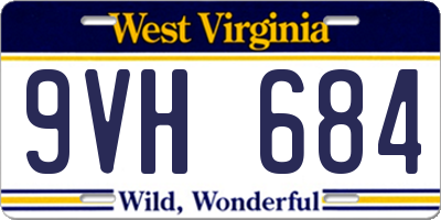 WV license plate 9VH684