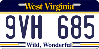 WV license plate 9VH685