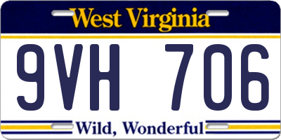 WV license plate 9VH706