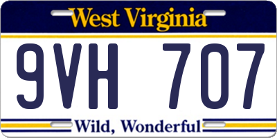 WV license plate 9VH707