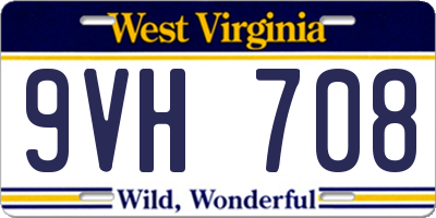 WV license plate 9VH708