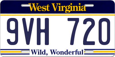 WV license plate 9VH720