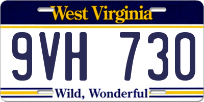 WV license plate 9VH730