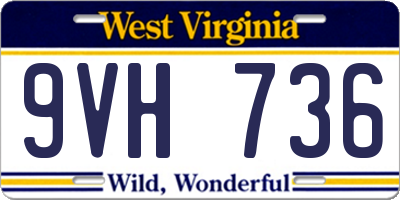 WV license plate 9VH736