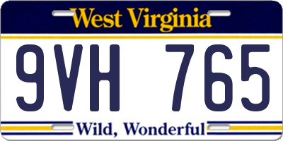 WV license plate 9VH765
