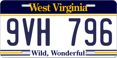 WV license plate 9VH796