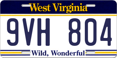 WV license plate 9VH804