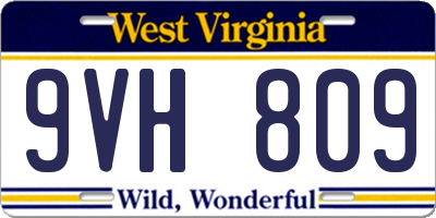 WV license plate 9VH809