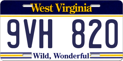 WV license plate 9VH820