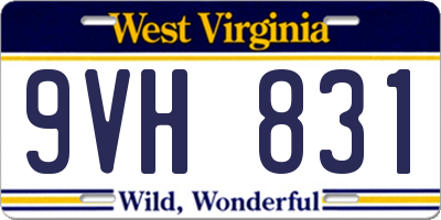 WV license plate 9VH831