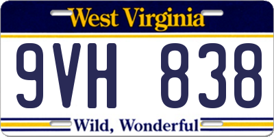 WV license plate 9VH838