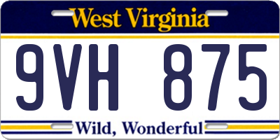 WV license plate 9VH875