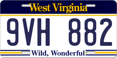 WV license plate 9VH882