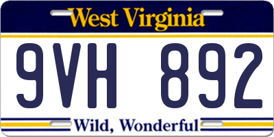 WV license plate 9VH892