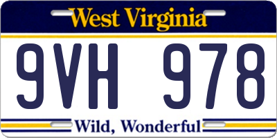 WV license plate 9VH978