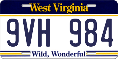 WV license plate 9VH984