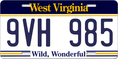 WV license plate 9VH985