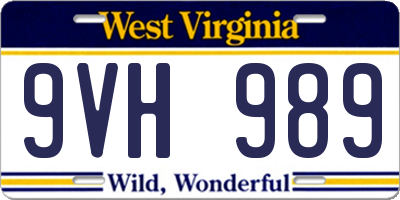 WV license plate 9VH989