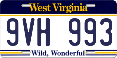 WV license plate 9VH993