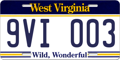 WV license plate 9VI003
