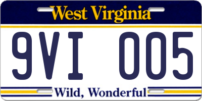 WV license plate 9VI005