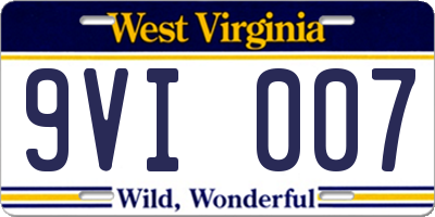 WV license plate 9VI007