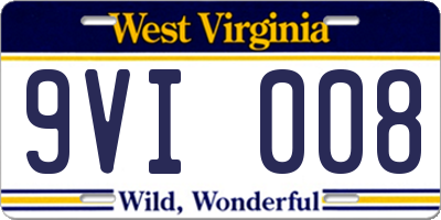 WV license plate 9VI008