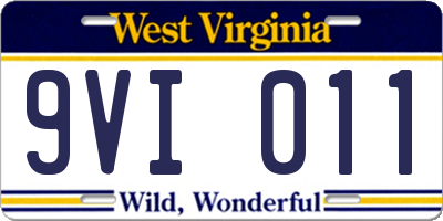 WV license plate 9VI011