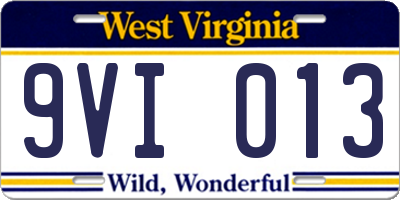WV license plate 9VI013
