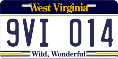 WV license plate 9VI014