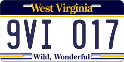 WV license plate 9VI017