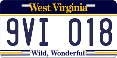 WV license plate 9VI018