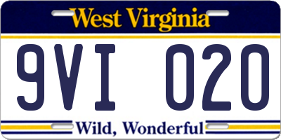 WV license plate 9VI020