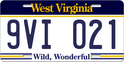 WV license plate 9VI021