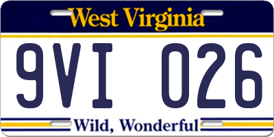 WV license plate 9VI026