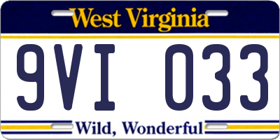 WV license plate 9VI033