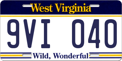 WV license plate 9VI040