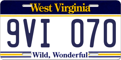WV license plate 9VI070