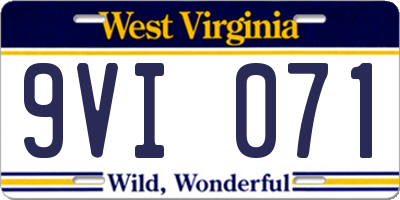 WV license plate 9VI071