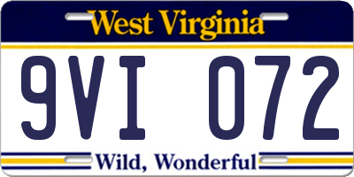 WV license plate 9VI072
